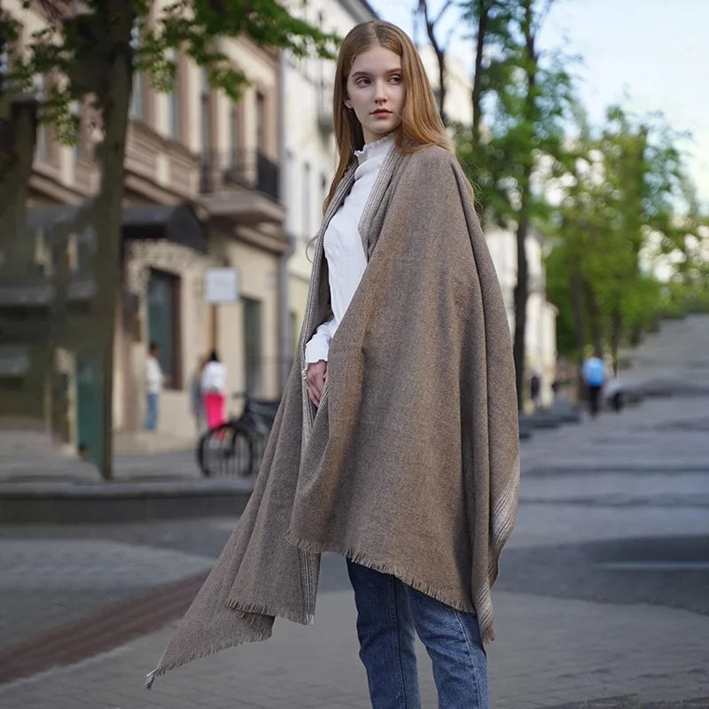 Écharpe Laine Mérinos Oversize Herringbone 90x220 cm 360g