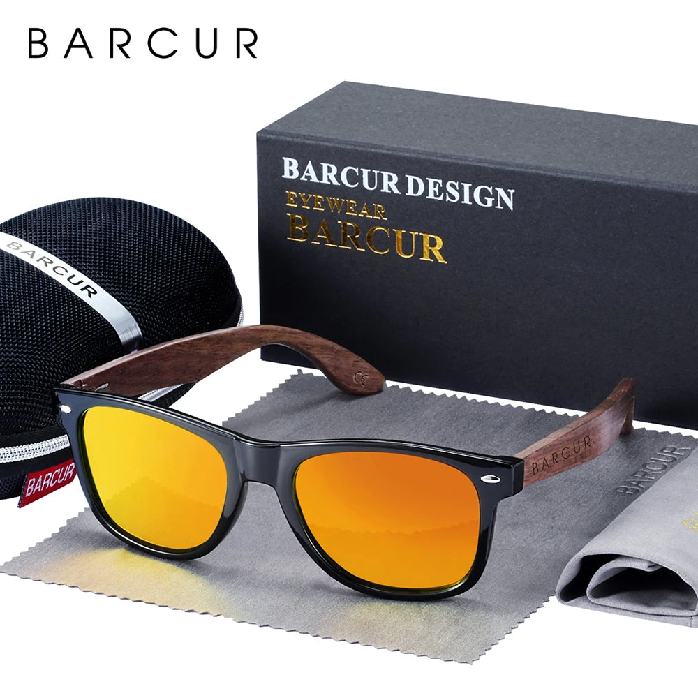 Lunettes de Soleil Bois Noyer Barcur - Polarisées Homme UV400