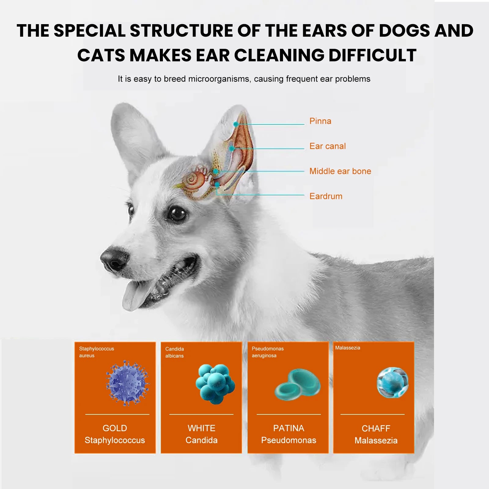 Lingettes pour Oreilles de Chien & Chat – 60 Pièces, Nettoyage Doux et Élimination des Odeurs