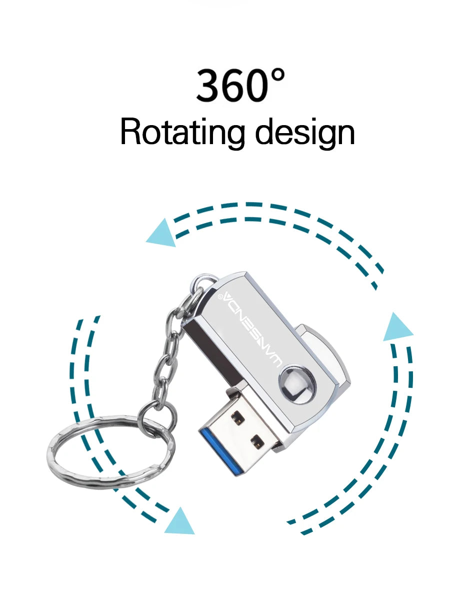 Clé USB 3.0 Métal Rotation 16 à 256 Go avec Porte-clés