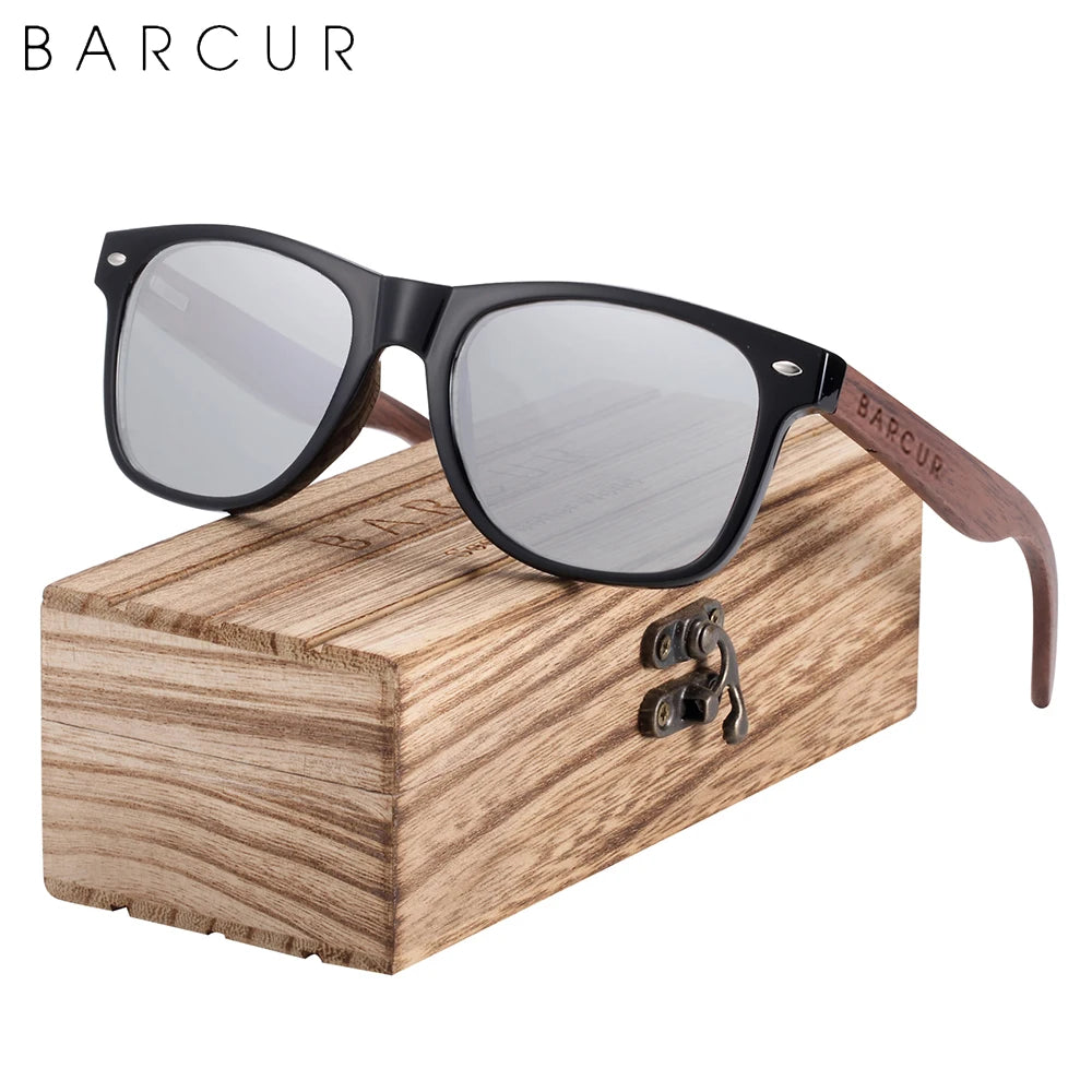 Lunettes de Soleil Bois Noyer Barcur - Polarisées Homme UV400