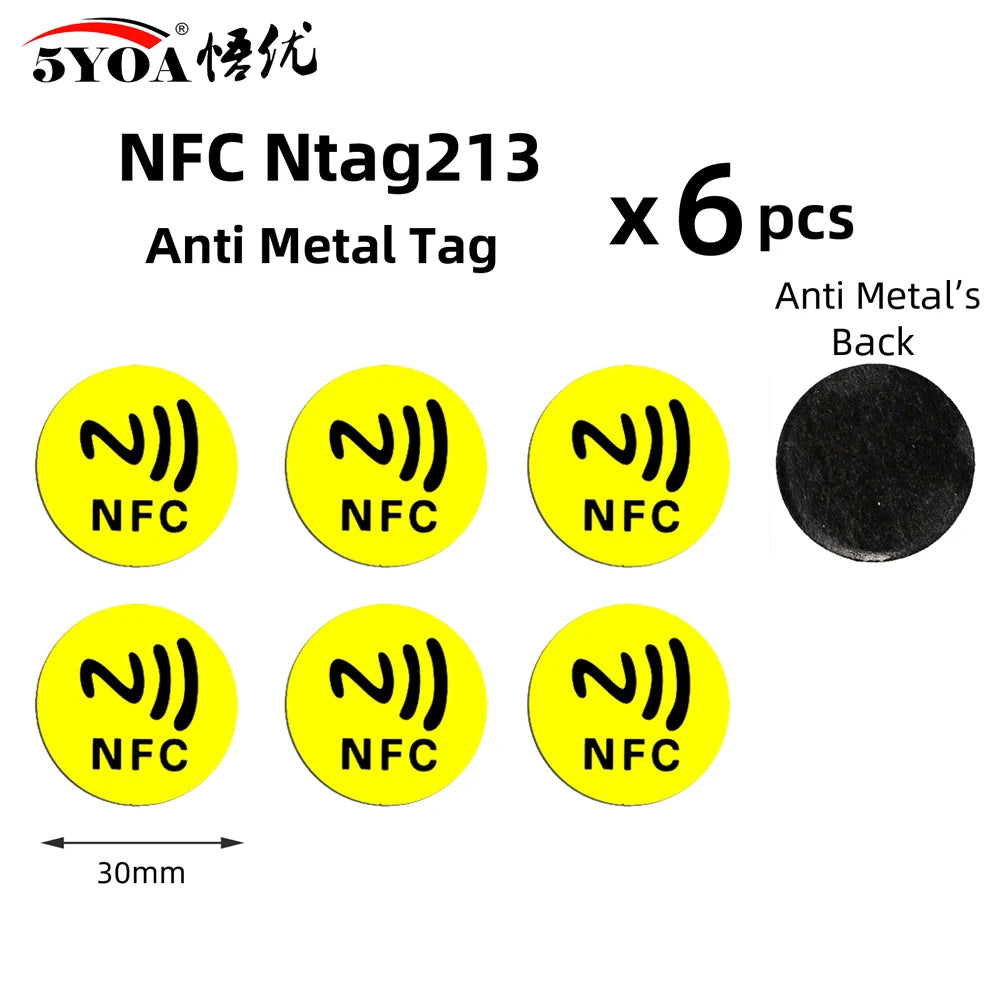 Étiquettes NFC NTAG213 - Lot de 6 Stickers 13.56 MHz pour Automatisation