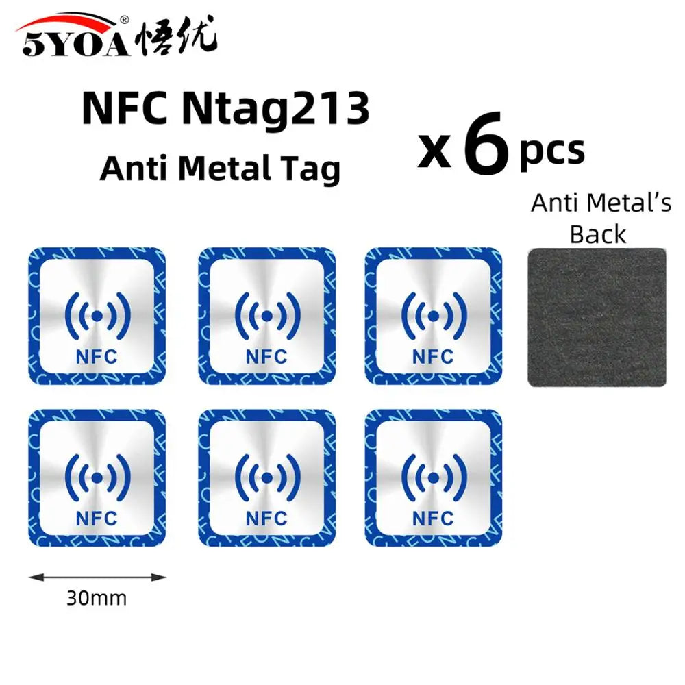 Étiquettes NFC NTAG213 - Lot de 6 Stickers 13.56 MHz pour Automatisation