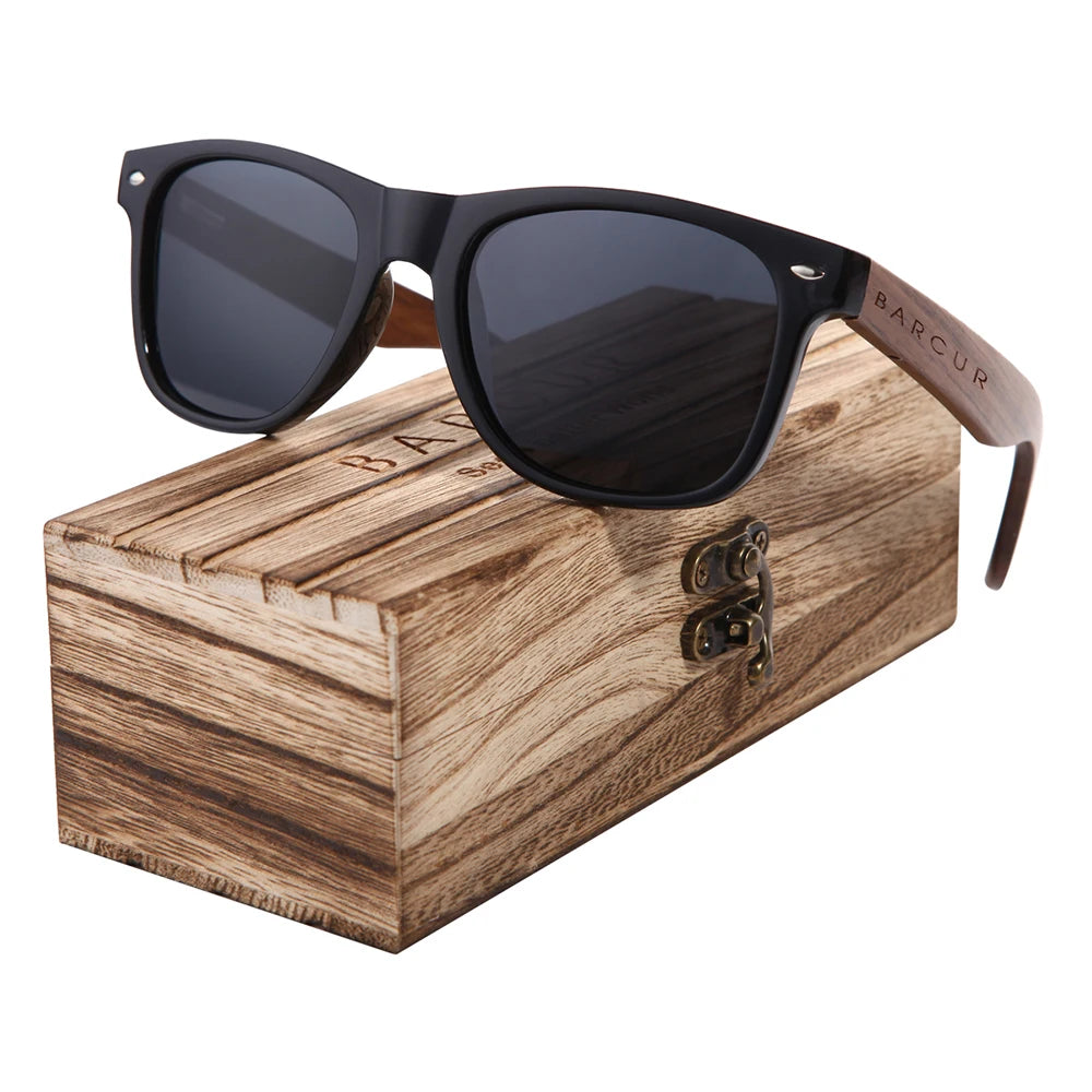 Lunettes de Soleil Bois Noyer Barcur - Polarisées Homme UV400