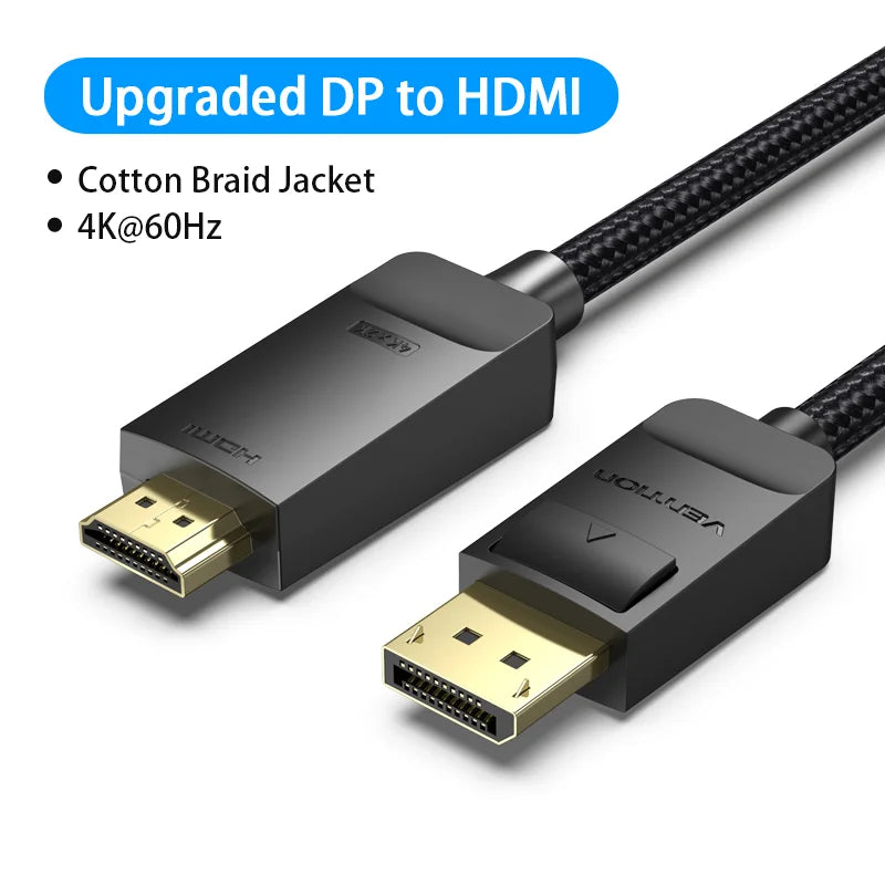 Câble DisplayPort vers HDMI Vention 4K 60Hz - Pour PC, Laptop, Moniteur