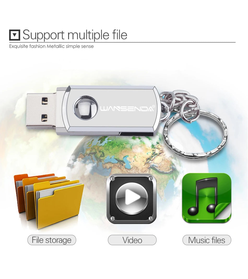 Clé USB 3.0 Métal Rotation 16 à 256 Go avec Porte-clés
