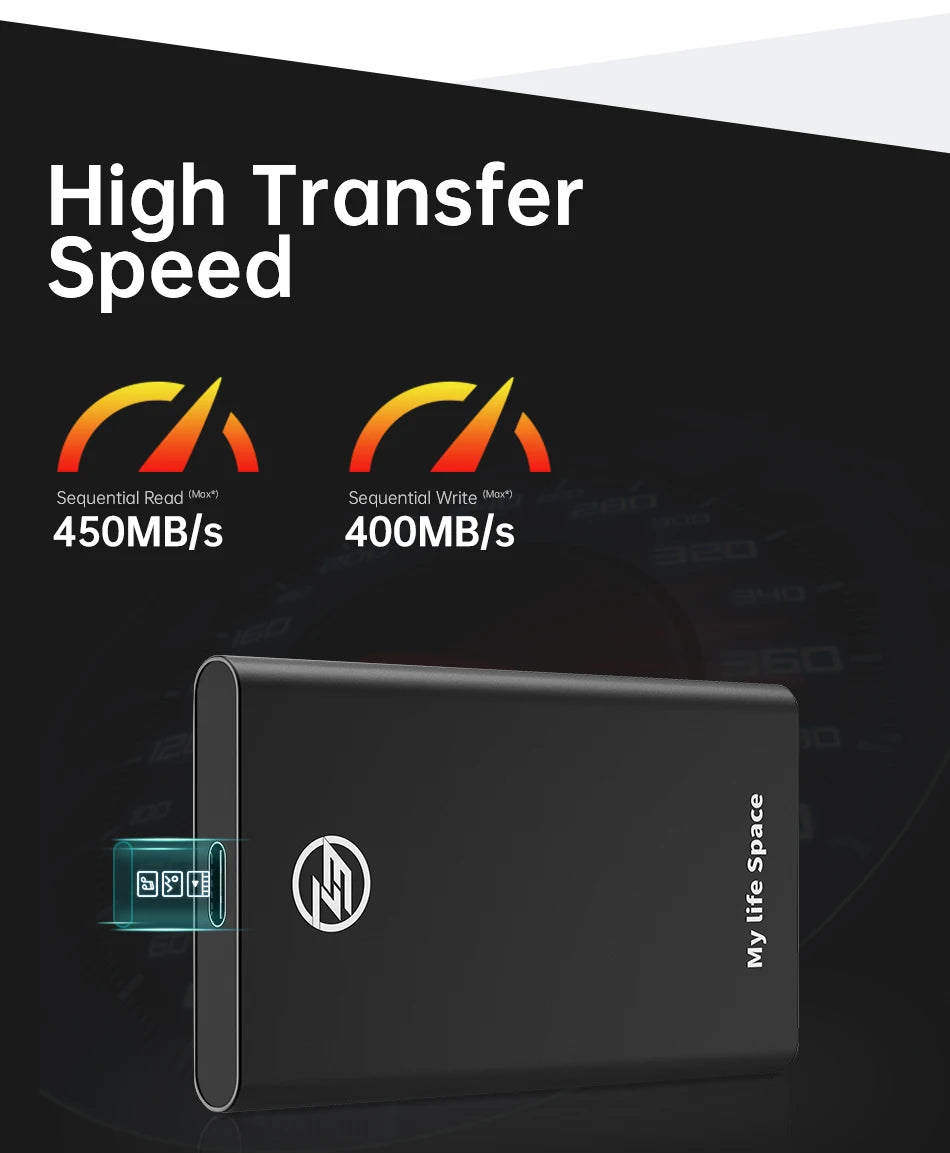 SSD Externe Portable KingSpec 120 Go à 1 To USB 3.1 Type-C