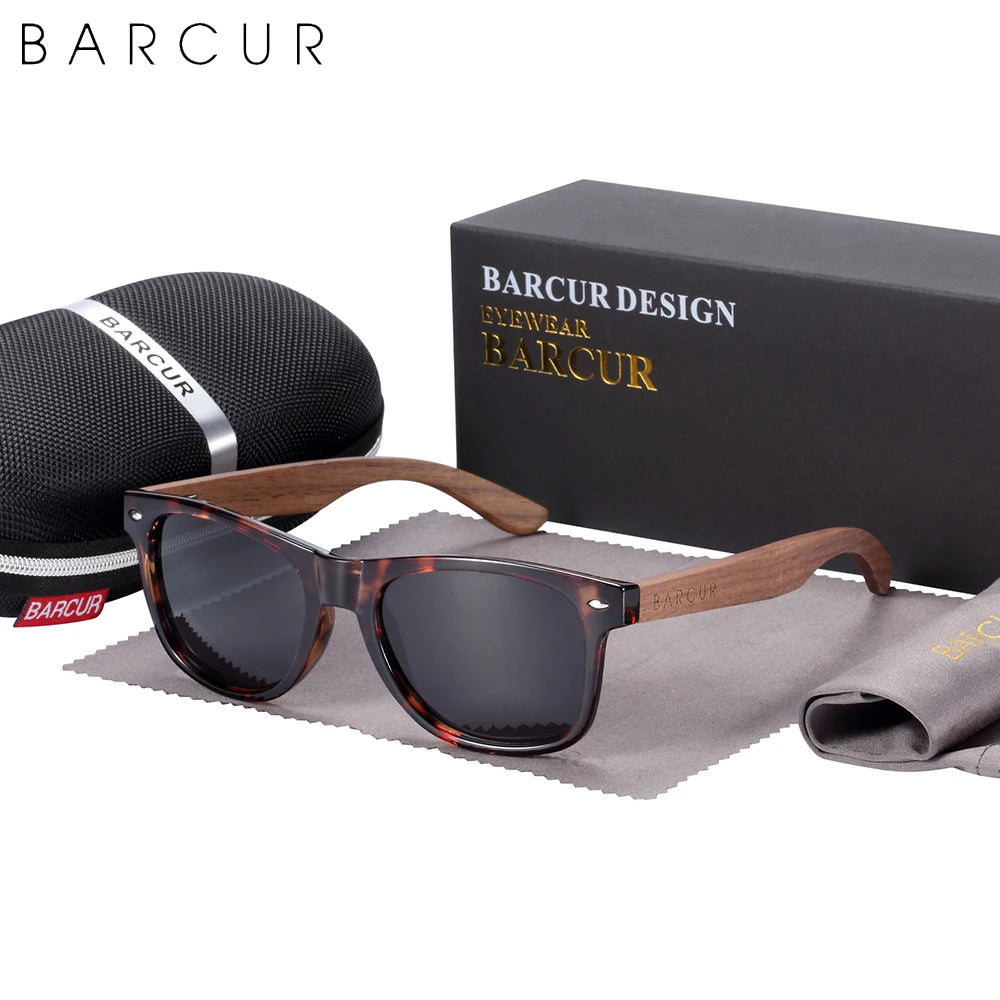 Lunettes de Soleil Bois Noyer Barcur - Polarisées Homme UV400
