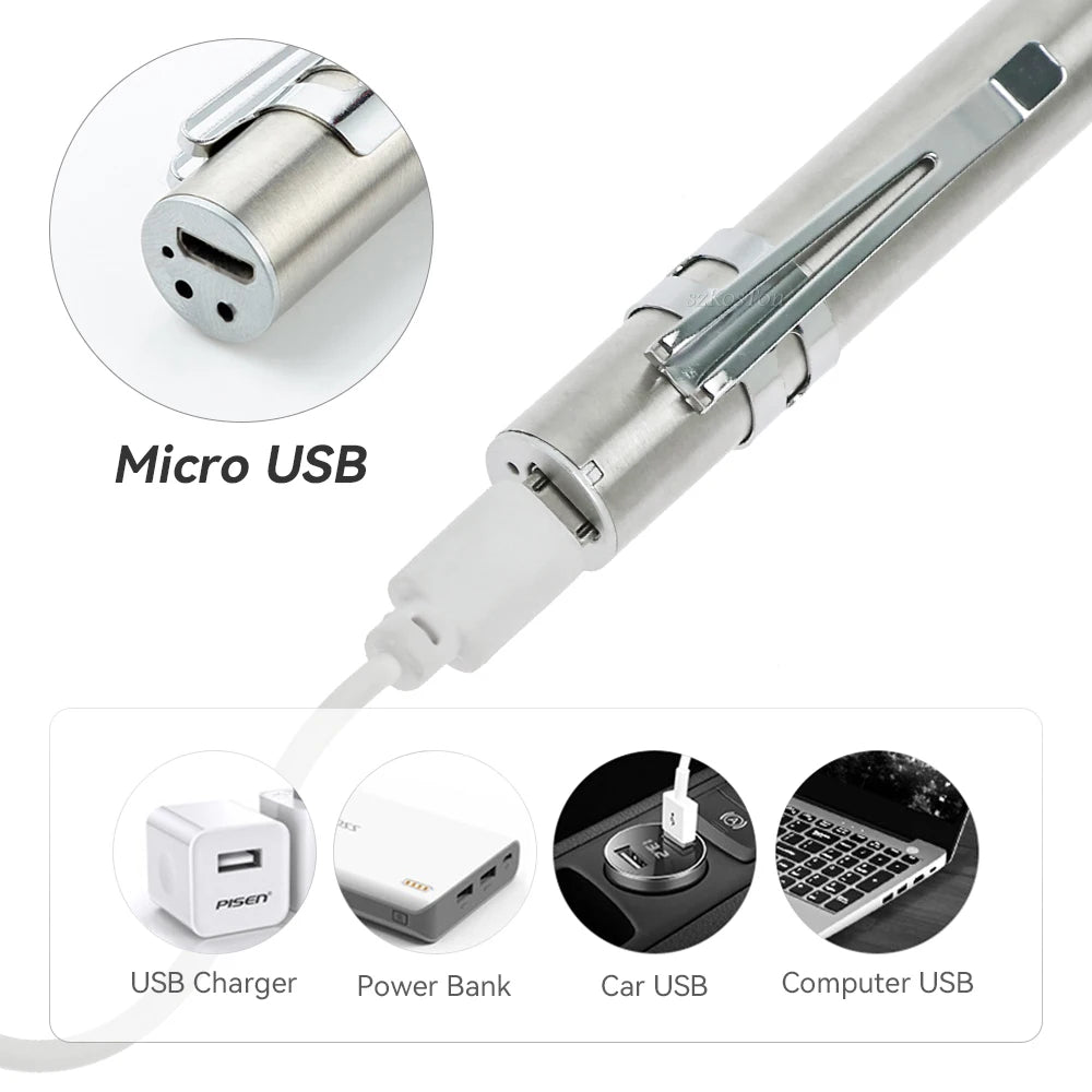 Lampe Stylo LED Médicale USB Rechargeable - Mini Lampe de Poche