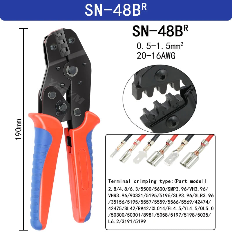 Pince à Sertir SN-48BS / SN-48B - Pour Connecteurs 2.8 / 4.8 / 6.3 mm
