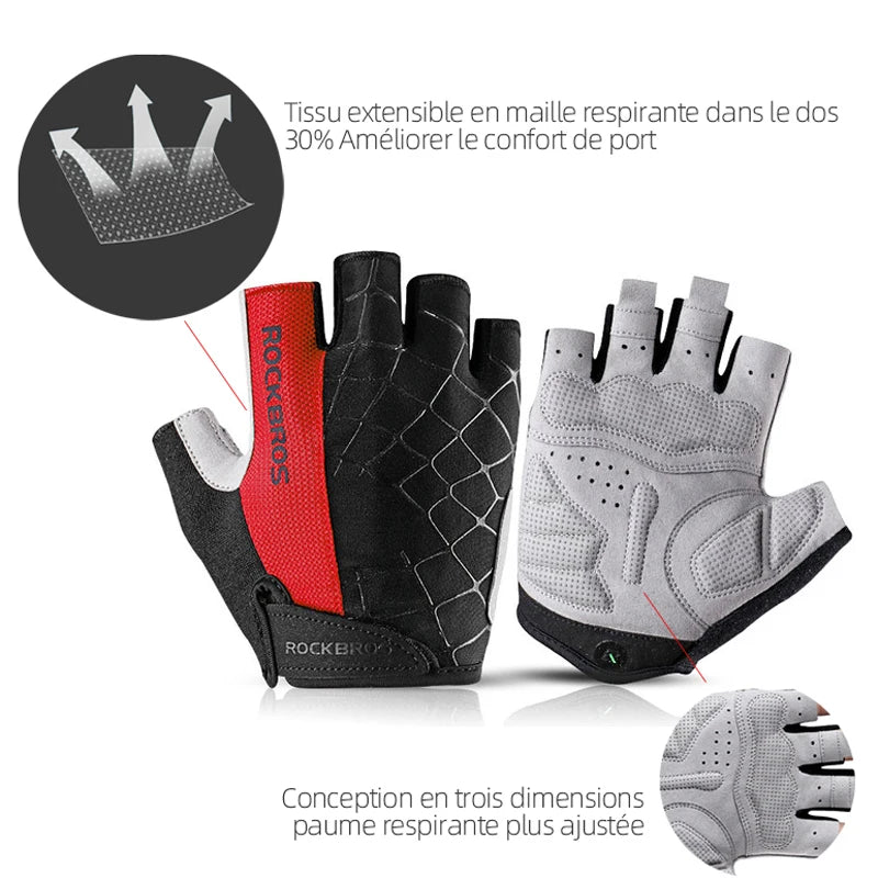 Gants Vélo Demi-Doigts RockBros - Anti-Choc et Respirants pour MTB