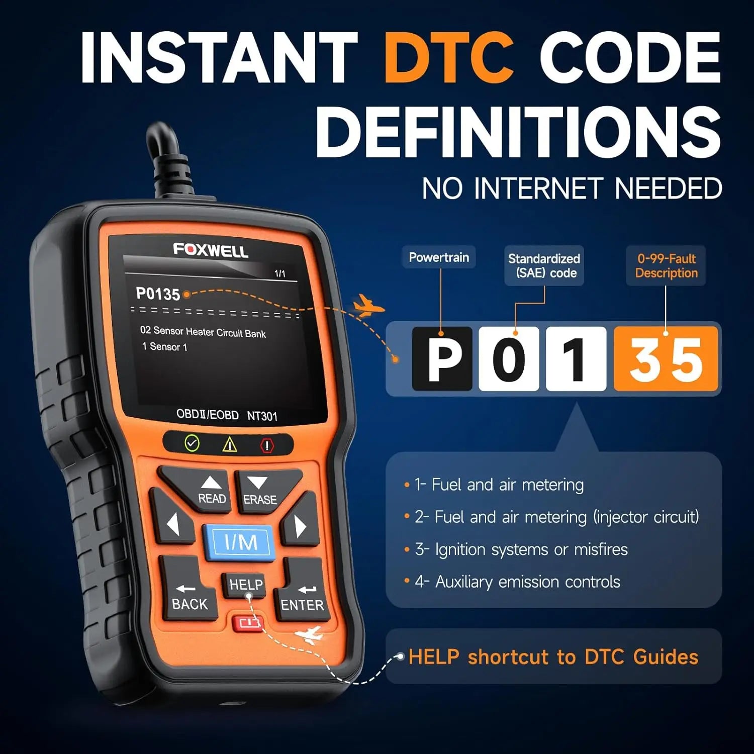 Valise Diagnostic OBD2 Foxwell NT301 - Lecteur Code Moteur Professionnel
