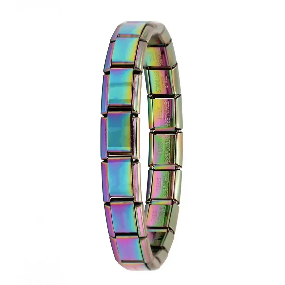 Bracelet Élastique Charms Acier Inoxydable 9 mm pour Femme - Style Italien