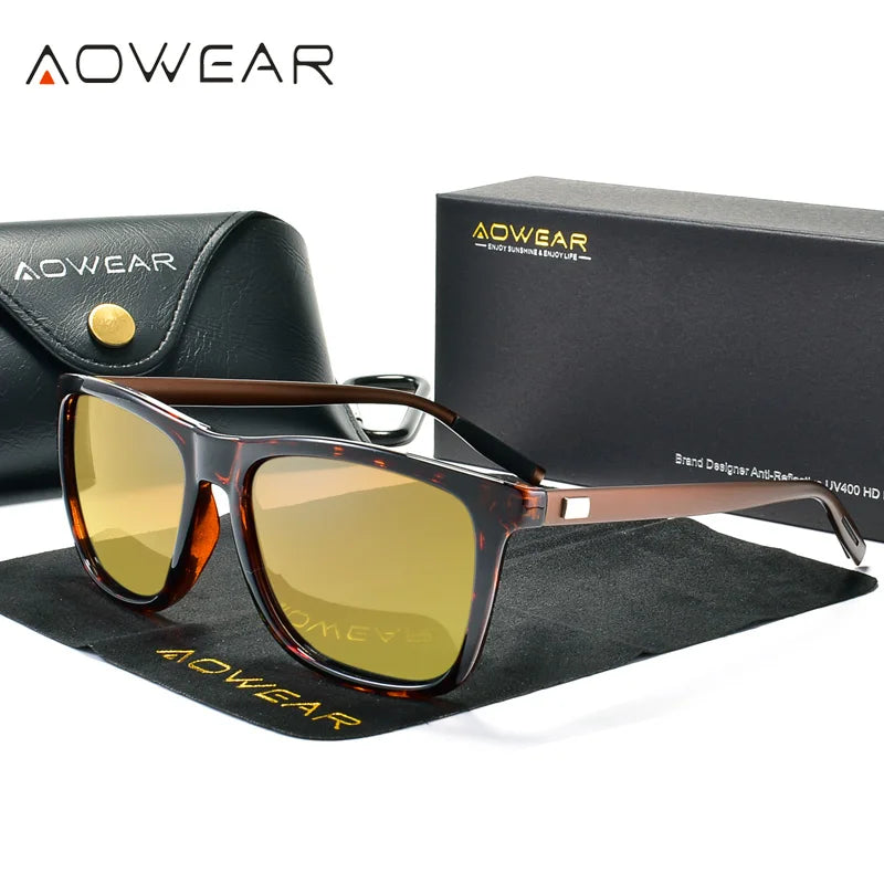 Lunettes Vision Nocturne HD Aowear - Jaune Homme Conduite de Nuit