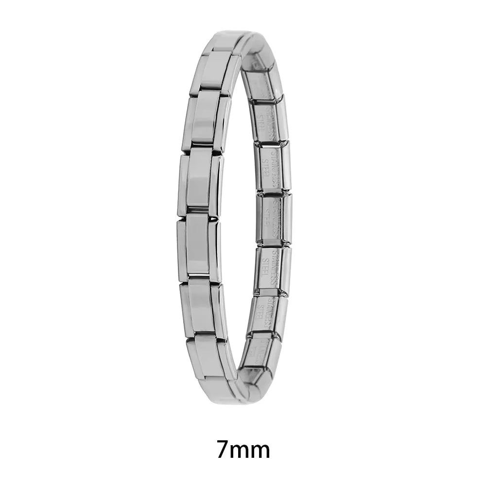 Bracelet Élastique Charms Acier Inoxydable 9 mm pour Femme - Style Italien