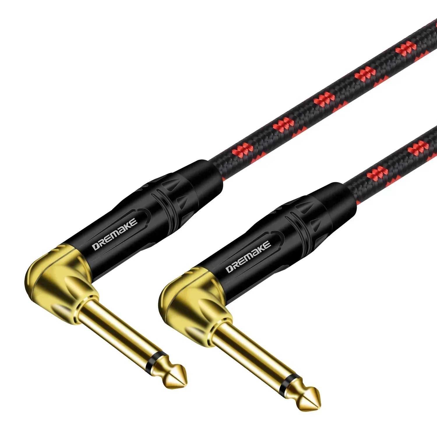 Câble Jack 6.35 mm Mono Plaqué Or - Instrument Guitare Mâle/Mâle Tressé Coton