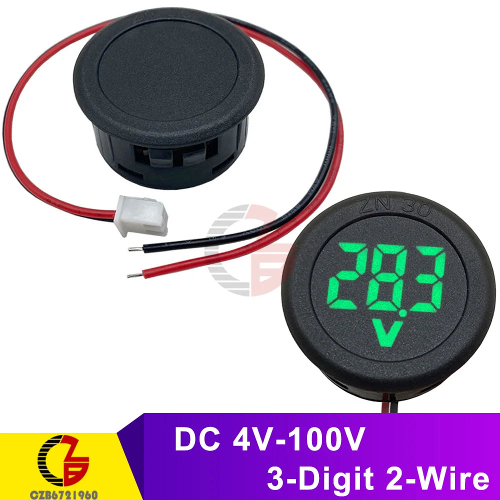 Voltmètre Digital LED DC 4-30V - Pour Voiture, Moto, Bateau