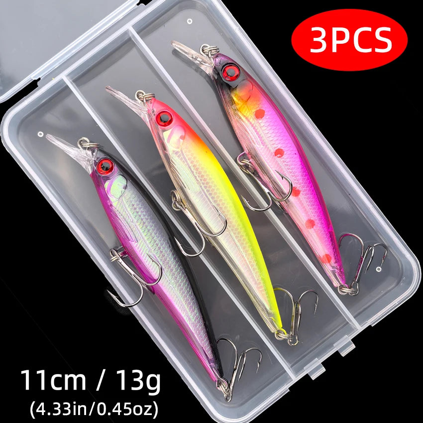 Leurre de Pêche Minnow Laser 11 cm 13 g - Crankbait avec Hameçons