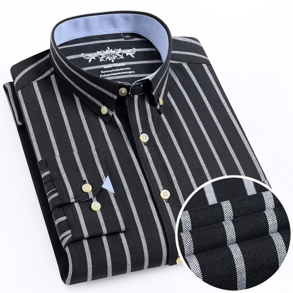 Chemise Homme Manches Longues Oxford Carreaux - Casual Travail Printemps/Automne