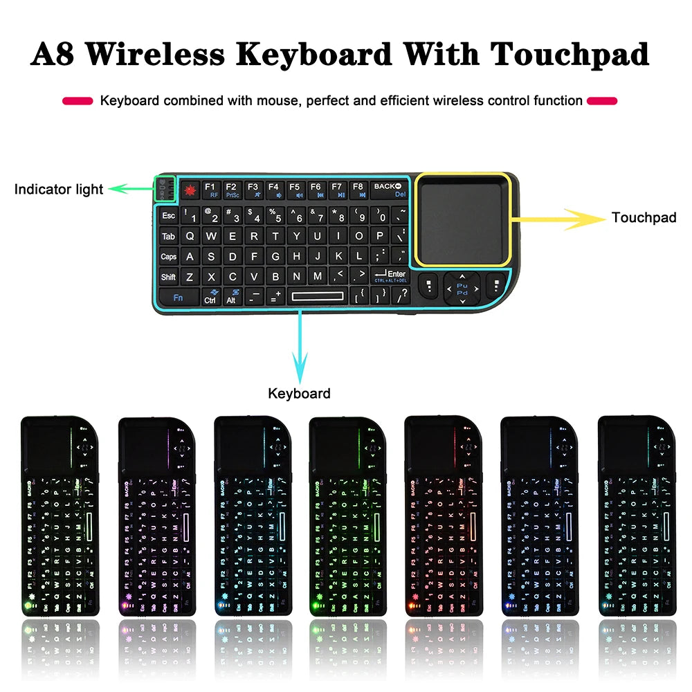 Clavier sans Fil 2.4G 3-en-1 avec Touchpad pour PC TV Android
