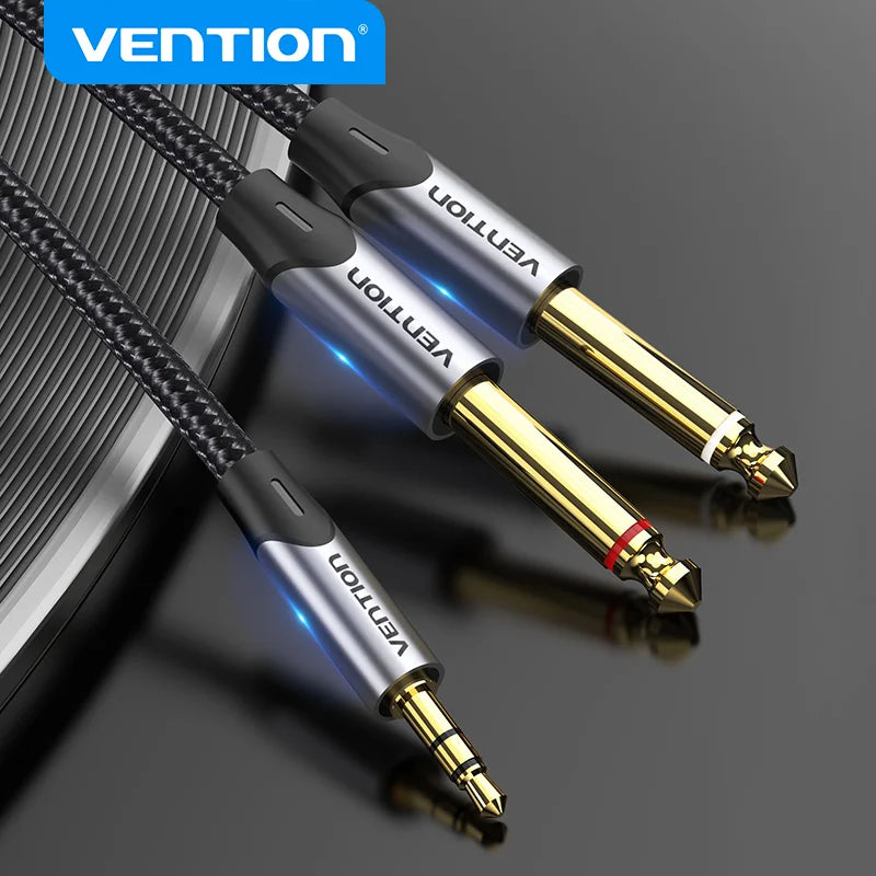 Câble Audio 3.5 mm vers Double 6.5 mm TRS Vention - Pour Mixeur/Ampli