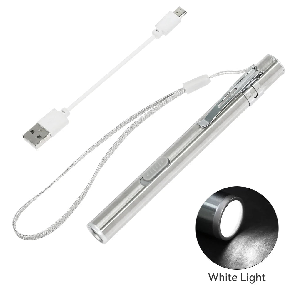 Lampe Stylo LED Médicale USB Rechargeable - Mini Lampe de Poche