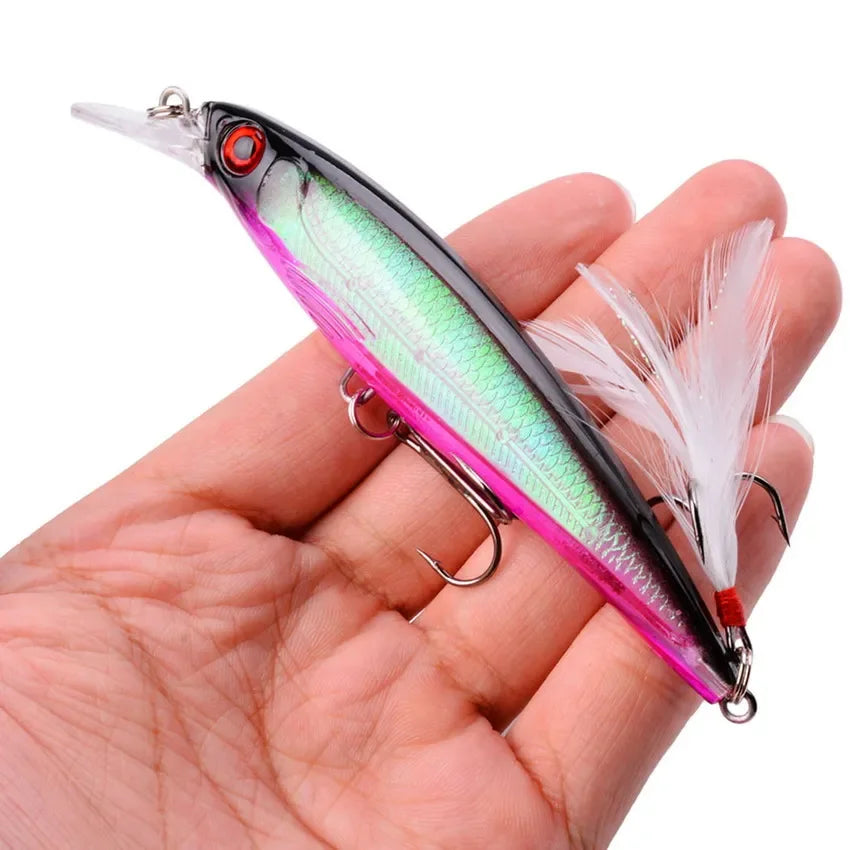Leurre de Pêche Minnow Laser 11 cm 13 g - Crankbait avec Hameçons