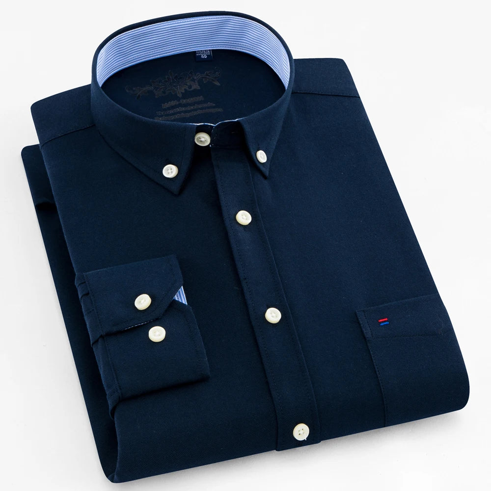 Chemise Homme Manches Longues Oxford Carreaux - Casual Travail Printemps/Automne