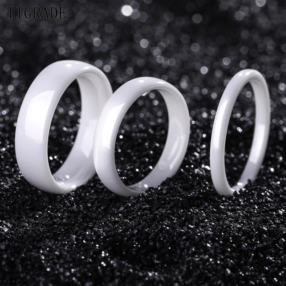 Bague Céramique Blanche/Noire 2-6 mm - Alliance Minimaliste Homme/Femme