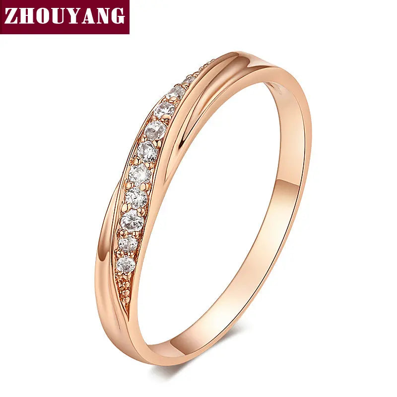 Bague de Fiançailles Femme Zircon Cubique Plaqué Or Rose - Simple et Élégante