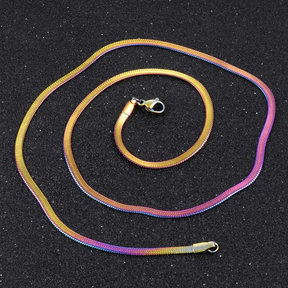 Collier Chaîne Serpent Acier Inoxydable 3 mm Doré - Waterproof Plusieurs Longueurs