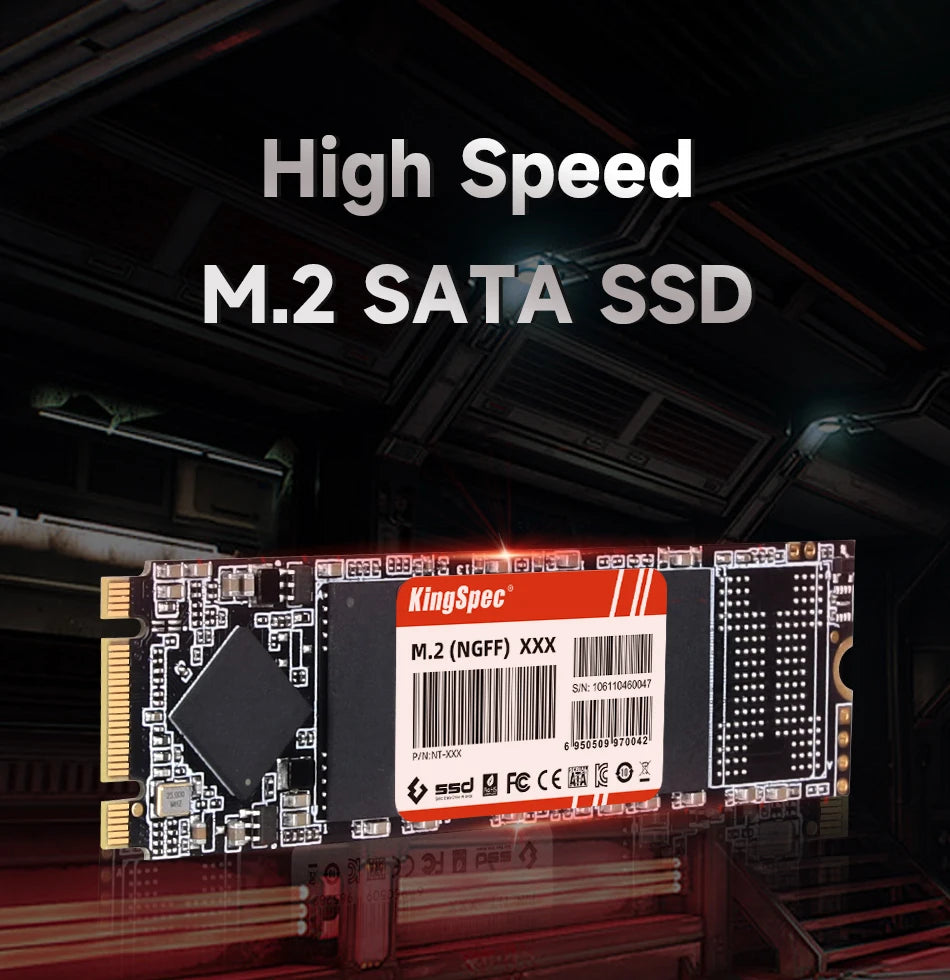 SSD M.2 SATA 2280 KingSpec 128 Go à 2 To - 550 Mo/s