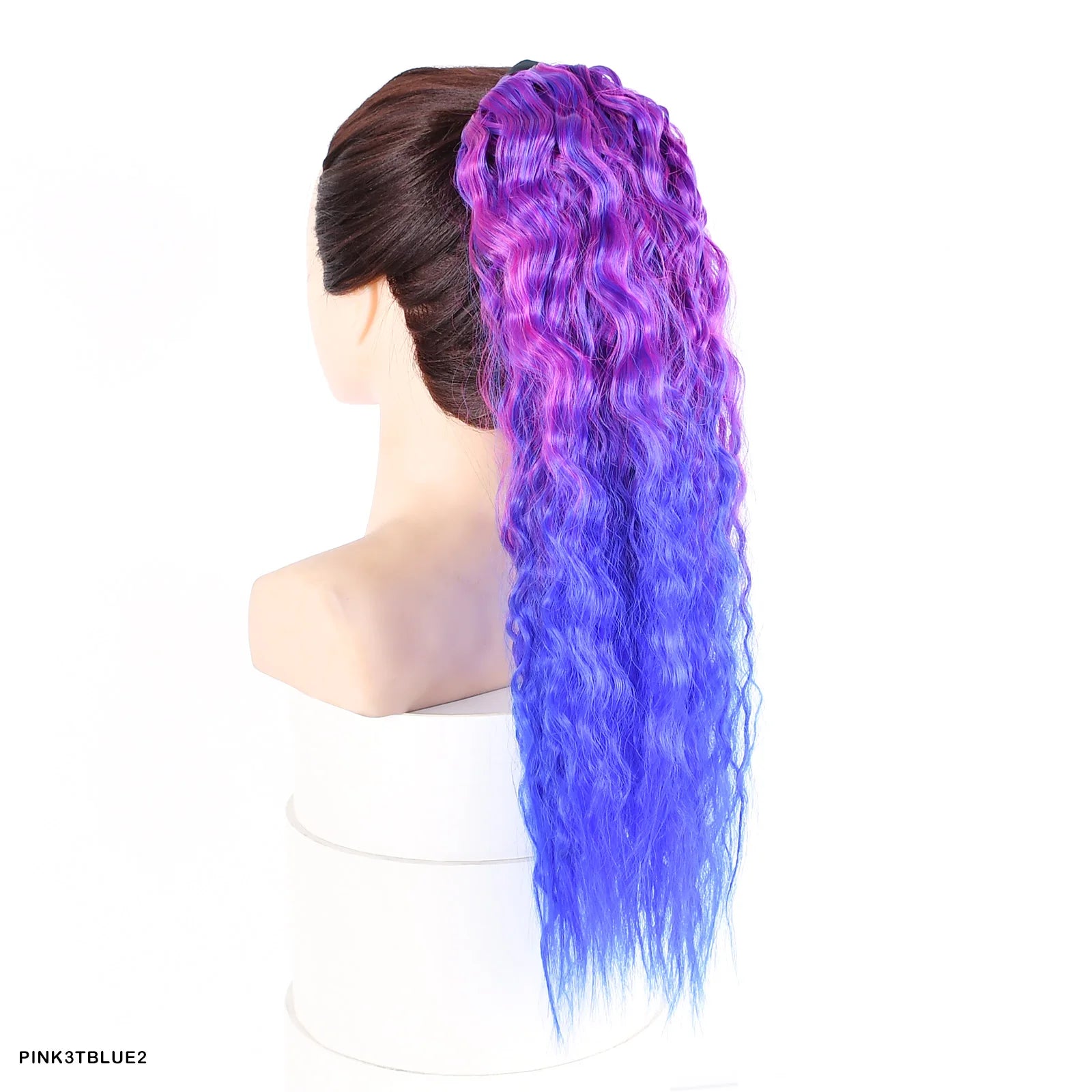 Queue de Cheval Synthétique Longue Kinky Curly - Extension Arc-en-Ciel Ombré