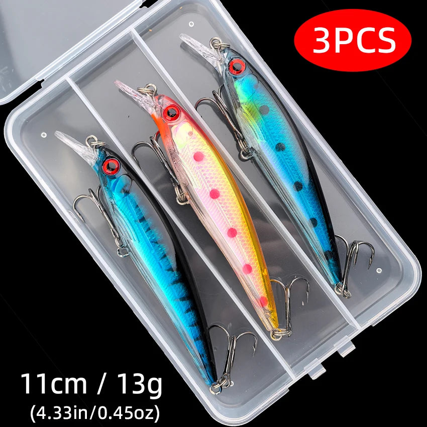 Leurre de Pêche Minnow Laser 11 cm 13 g - Crankbait avec Hameçons