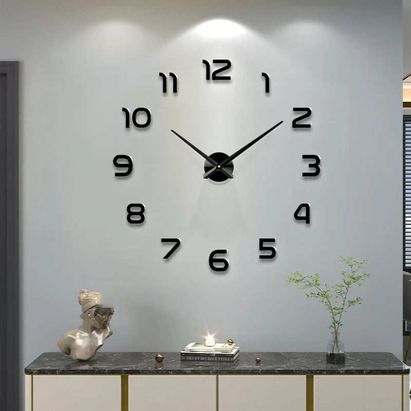 Horloge Murale 3D Miroir DIY - Grande Taille pour Salon ou Bureau