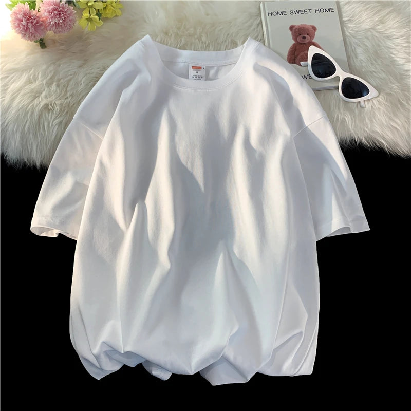T-Shirt Homme Oversize Manches Courtes - Uni Lâche Col Rond Tendance