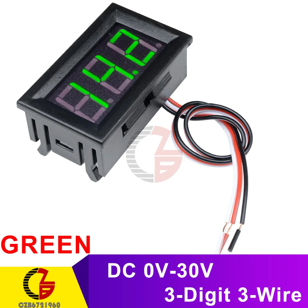 Voltmètre Digital LED DC 4-30V - Pour Voiture, Moto, Bateau