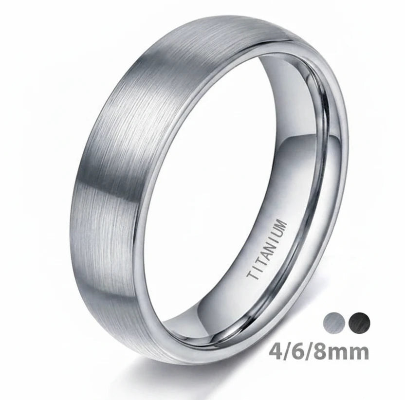 Bague Titane Brossée 4-8 mm - Minimaliste Homme/Femme