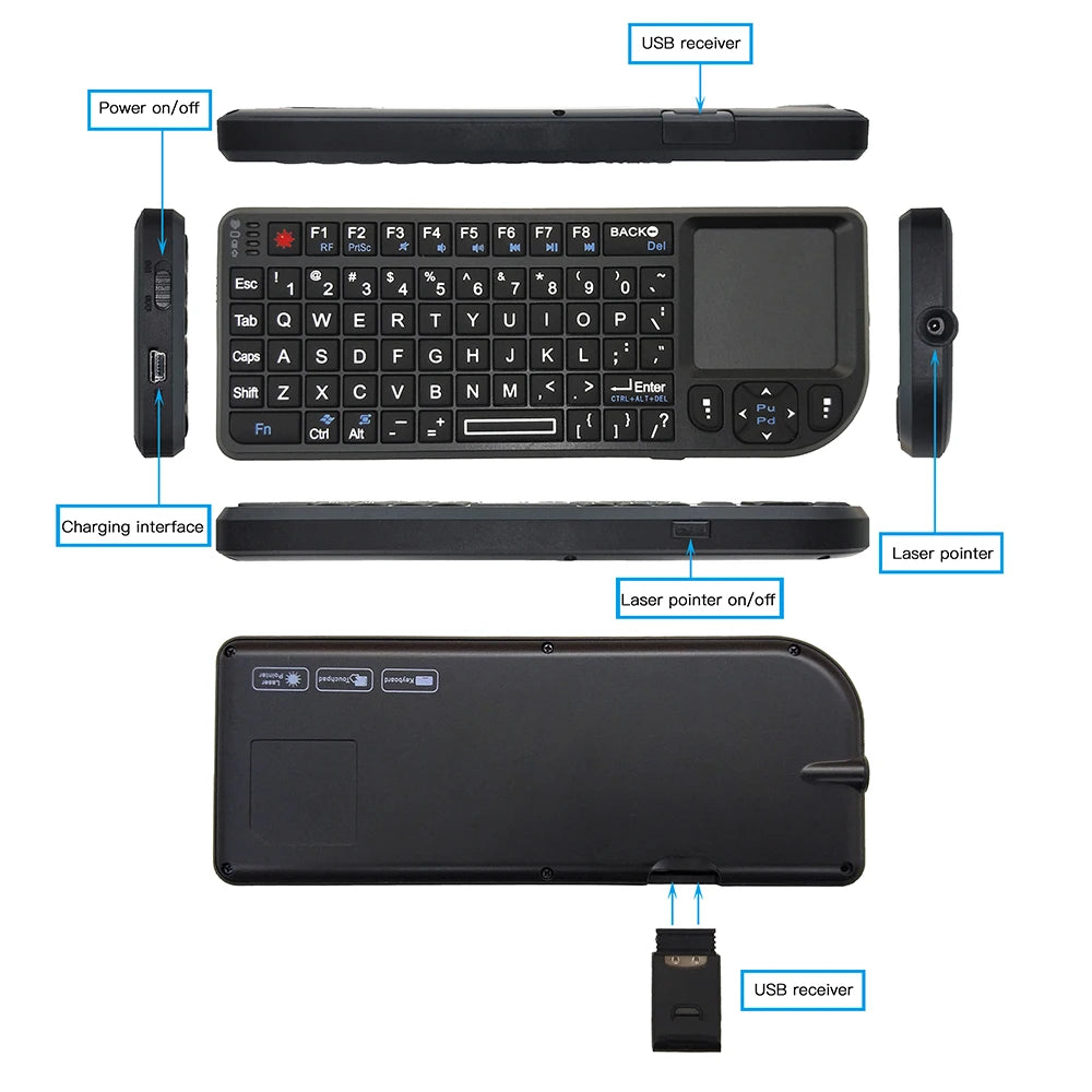 Clavier sans Fil 2.4G 3-en-1 avec Touchpad pour PC TV Android