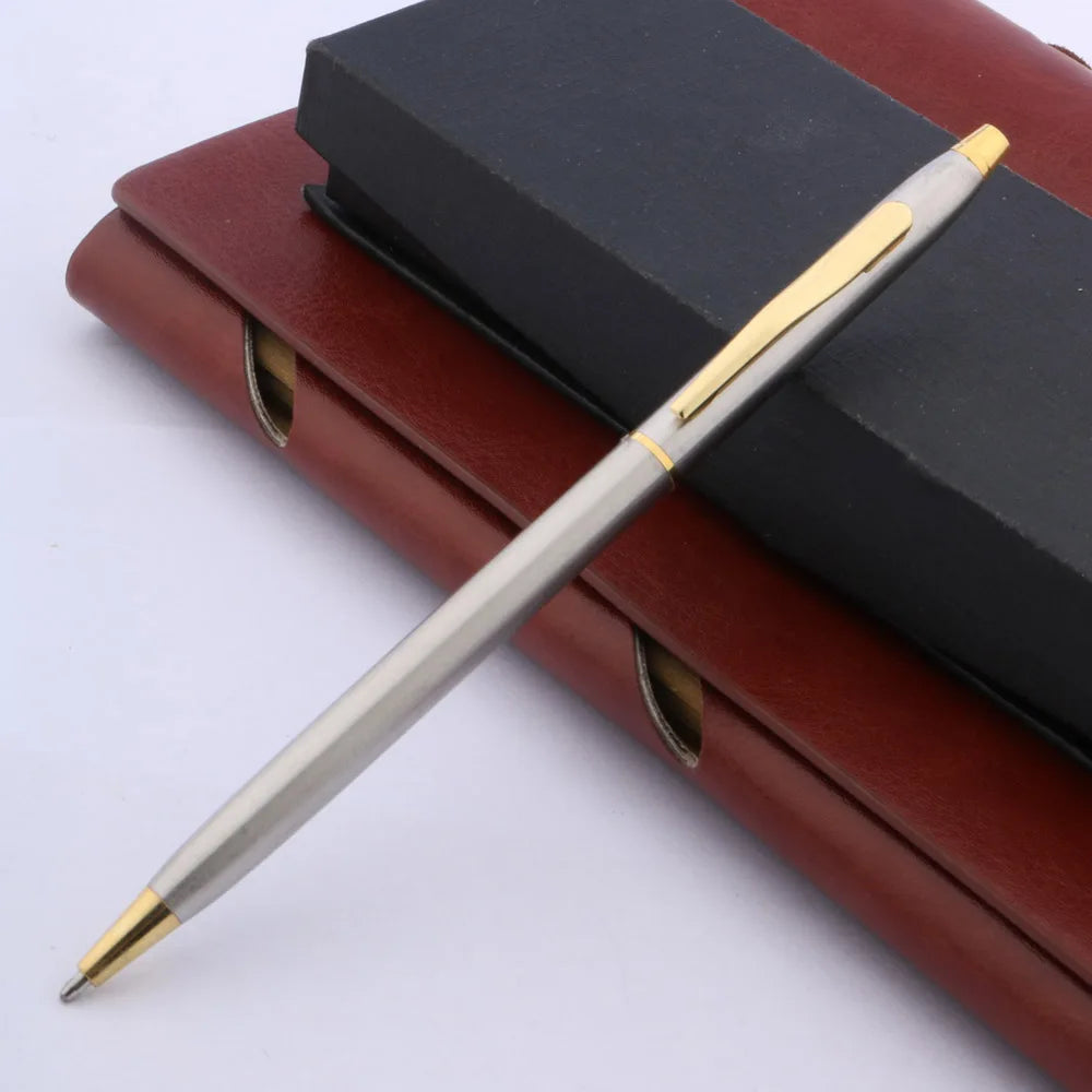 Stylo Bille Métal Luxe Motif Vague Twist - Encre Noire, Idéal Bureau/Cadeau
