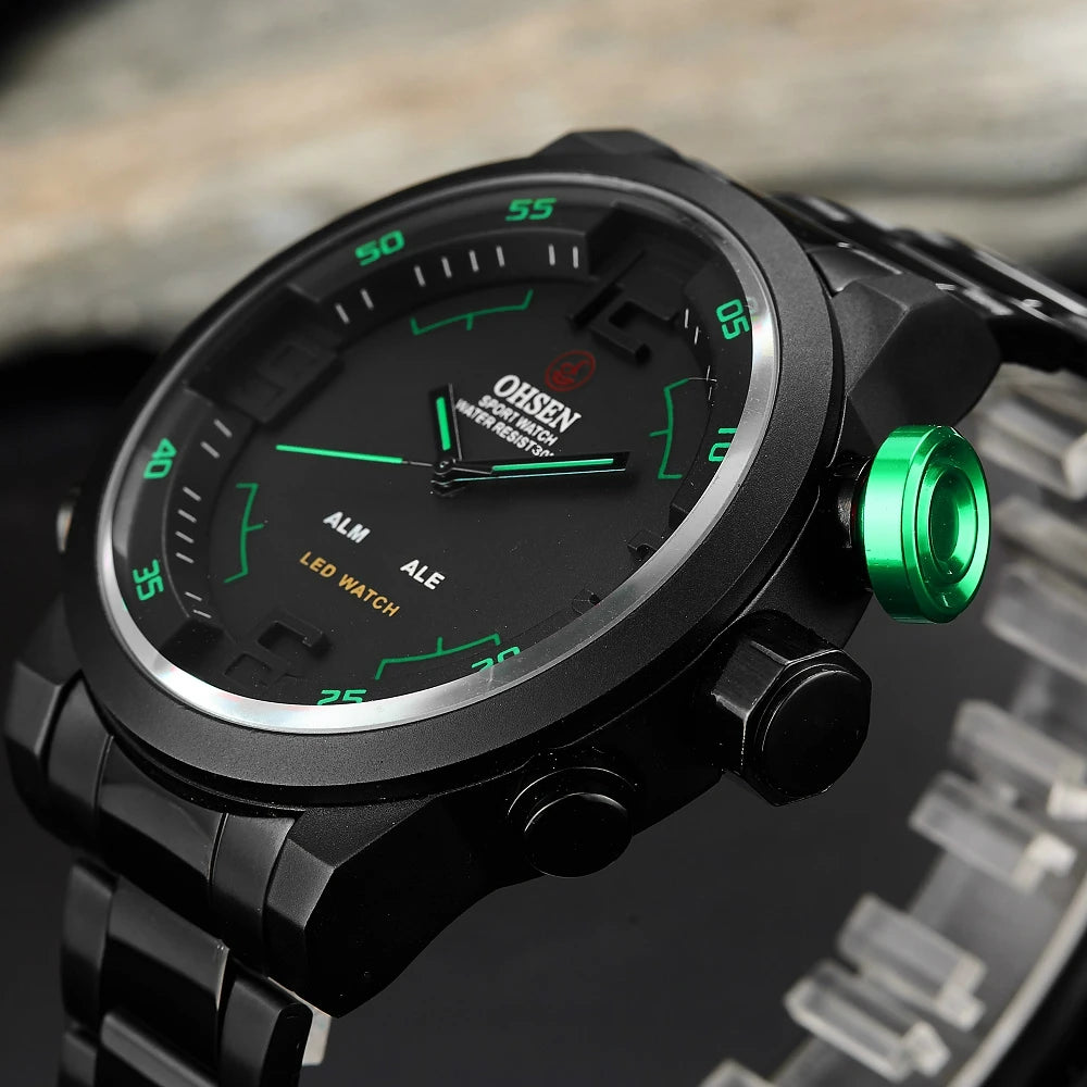 Montre Sport Homme Digitale LED Quartz - Double Heure et Étanche 3 ATM