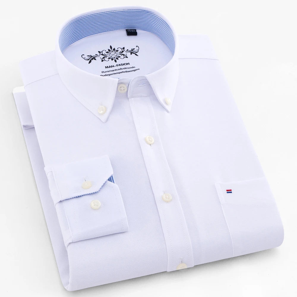 Chemise Homme Manches Longues Oxford Carreaux - Casual Travail Printemps/Automne