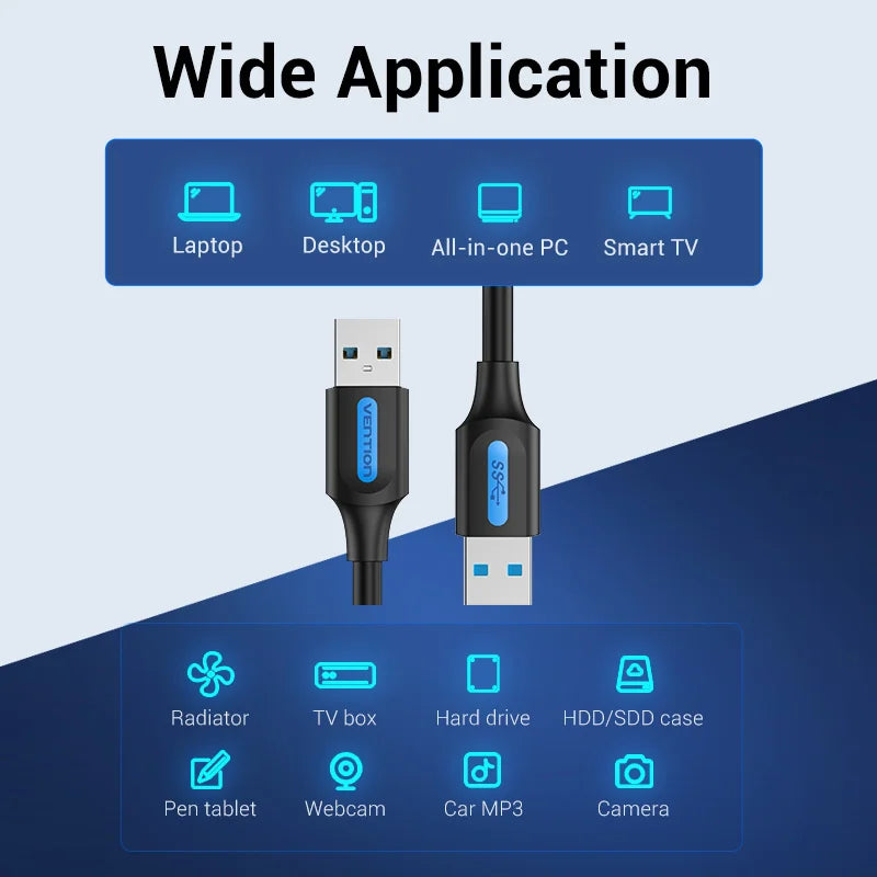Câble Extension USB Mâle/Mâle Vention 2.0/3.0 - 0,25/3M