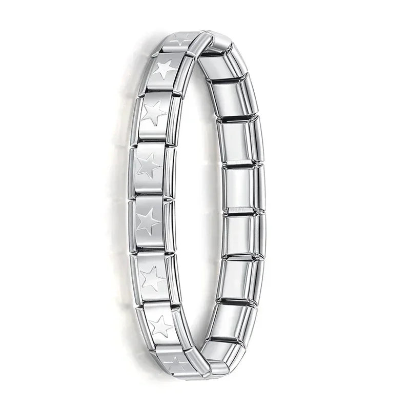 Bracelet Élastique Charms Acier Inoxydable 9 mm pour Femme - Style Italien