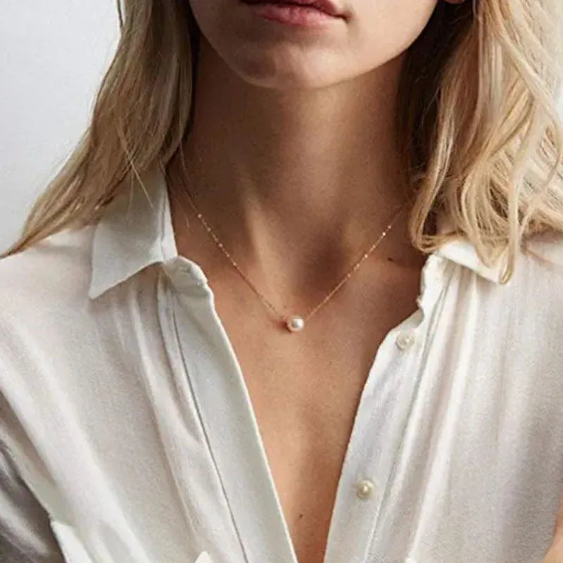 Collier Pendentif Minimaliste - Argenté pour Femme