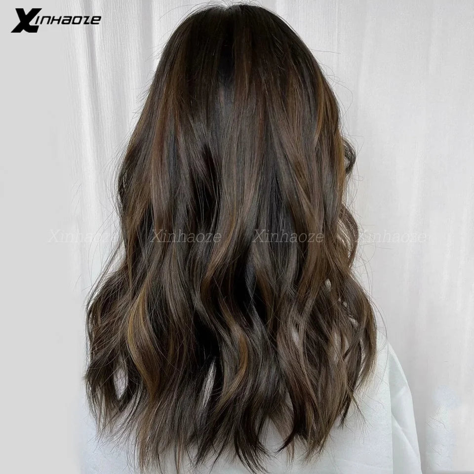 Perruque Bob Court Châtain avec Mèches - Lace Front 13x4/13x6 Cheveux Humains