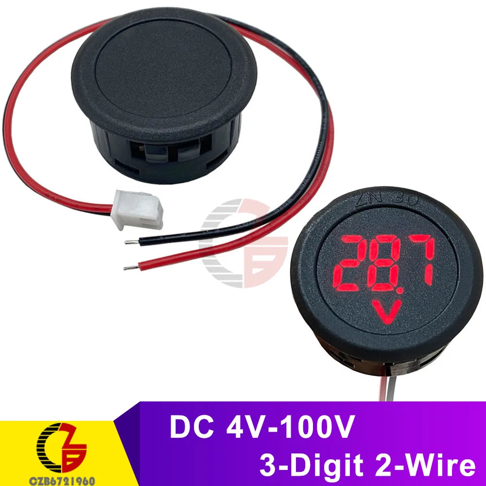 Voltmètre Digital LED DC 4-30V - Pour Voiture, Moto, Bateau