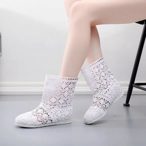 Bottes Été Femme Maille Respirante - Talon Plat et Confortables