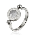 Bague Émail et Coquillage Tournante - Design Classique Femme avec Numéros Romains