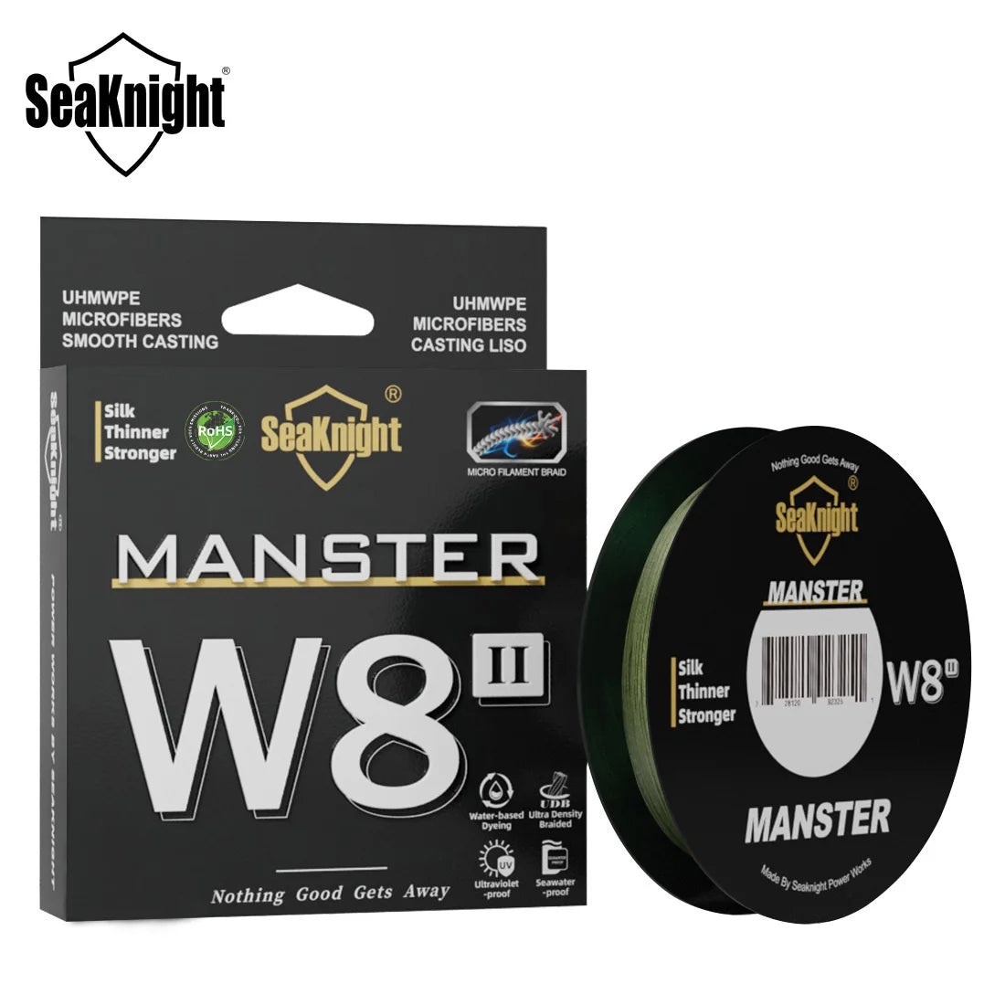 Fil de Pêche Tressé SeaKnight W8 II 8 Brins 300m/500m - Anti-UV et Eau Salée
